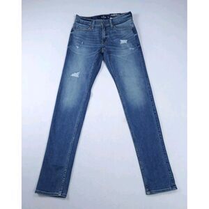 Hollister Jeans‎ Mens 28 Blue Stacked Skinny Advanced Stretch Distressed Ripped